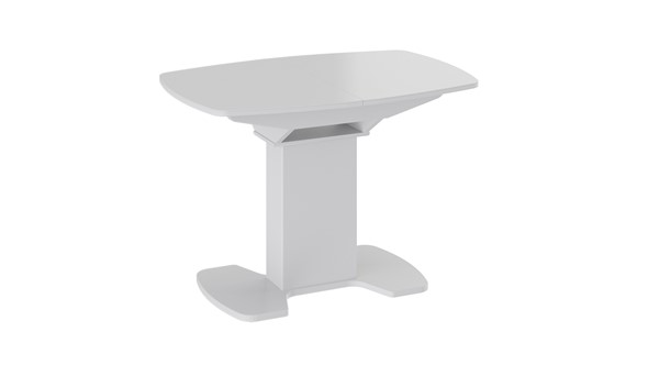 Кухонный стол раскладной Портофино (СМ(ТД)-105.01.11(1)), цвет  Белый глянец/Стекло белое в Курске - изображение