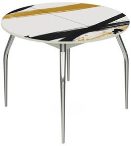 Кухонный стол раздвижной Ривьера - Круг, ноги метал. крашеные №24, ФП (Текстура №77) в Курске