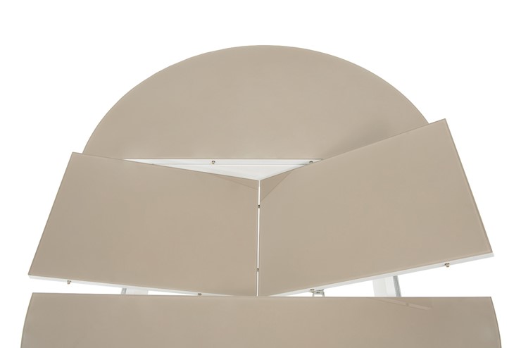 Кухонный раскладной стол Ривьера исп. круг хром №5 (стекло белое/черный) в Курске - изображение 4