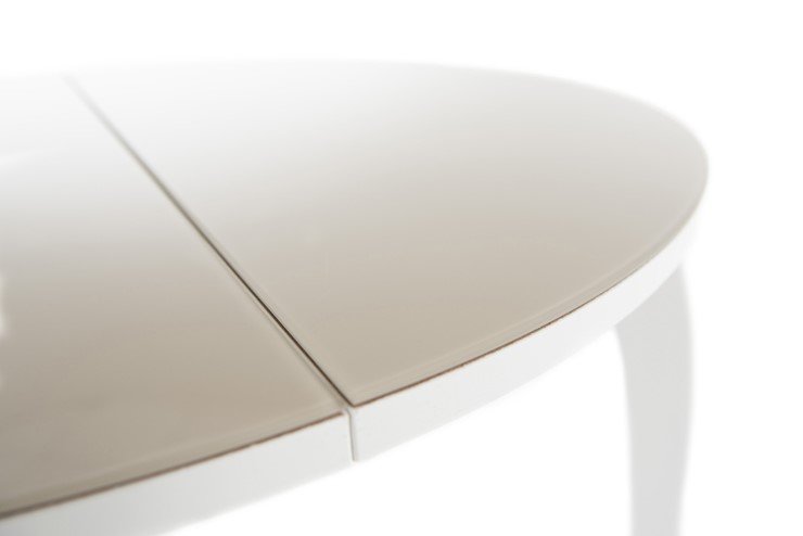 Кухонный раскладной стол Ривьера исп. круг хром №5 (стекло белое/черный) в Курске - изображение 6