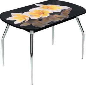 Кухонный стол раскладной Ривьера исп.1 ноги метал. крашеные №24 Фотопечать (Цветы №11) в Курске