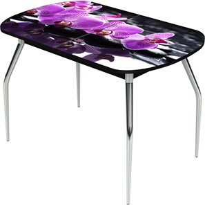 Кухонный стол раскладной Ривьера исп.1 ноги метал. крашеные №24 Фотопечать (Цветы №30) в Курске