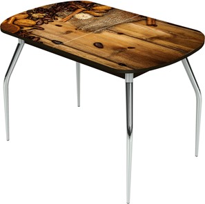 Кухонный стол раскладной Ривьера исп.1 ноги метал. крашеные №24 Фотопечать (Кофе №25) в Курске