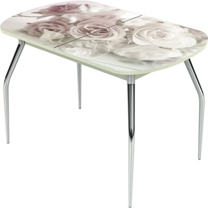 Обеденный раздвижной стол Ривьера исп.2 ноги метал. крашеные №24 Фотопечать (Цветы №41) в Курске