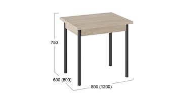 Кухонный раздвижной стол Родос тип 2 с опорой d40 (Черный муар/Дуб Сонома) в Курске - предосмотр 2