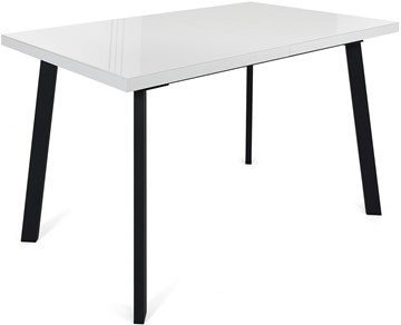 Обеденный раздвижной стол Сальвадор-1G (ноги черные, стекло cristal/белый цемент) в Курске