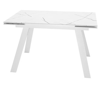 Раздвижной стол SKL 140, керамика белый мрамор/подстолье белое/ножки белые в Курске