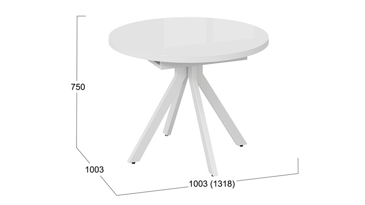 Кухонный раскладной стол Стокгольм Тип 1 (Белый муар/Стекло глянцевое белое) в Курске - изображение 11
