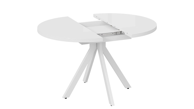 Кухонный раскладной стол Стокгольм Тип 1 (Белый муар/Стекло глянцевое белое) в Курске - изображение 3