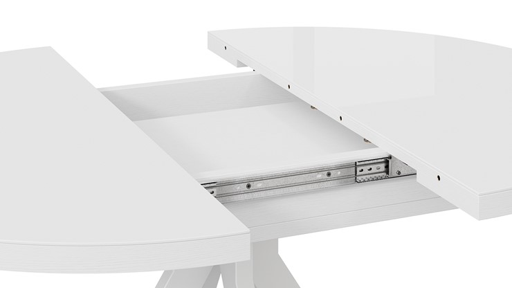 Кухонный раскладной стол Стокгольм Тип 1 (Белый муар/Стекло глянцевое белое) в Курске - изображение 4