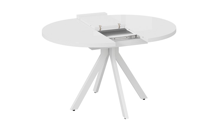 Кухонный раскладной стол Стокгольм Тип 1 (Белый муар/Стекло глянцевое белое) в Курске - изображение 5