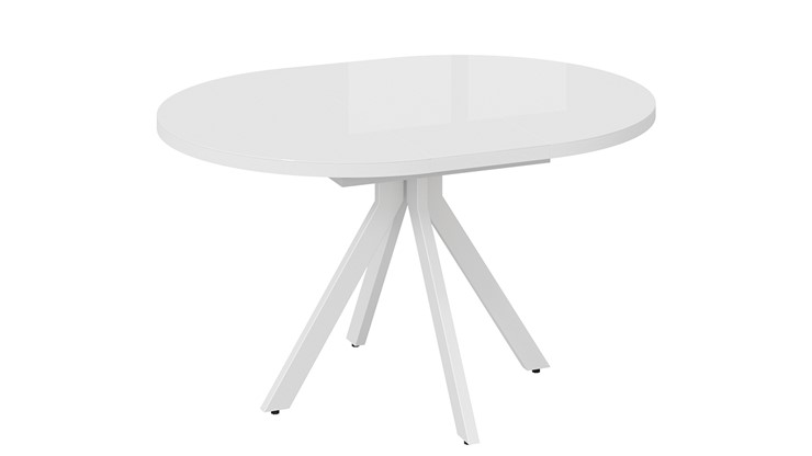 Кухонный раскладной стол Стокгольм Тип 1 (Белый муар/Стекло глянцевое белое) в Курске - изображение 7