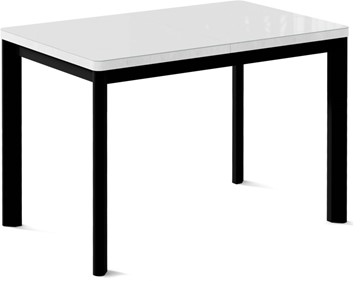 Кухонный стол раскладной Токио-1G (ноги металлические черные, cтекло cristal/белый цемент) в Курске