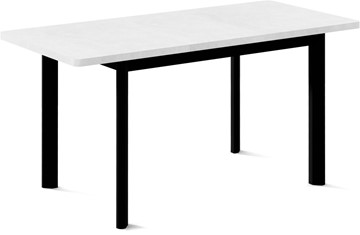 Кухонный стол раскладной Токио-2L (ноги металлические черные, белый цемент) в Курске - предосмотр 1