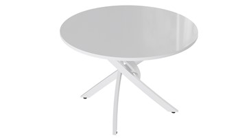 Круглый стол на кухню Diamond тип 2 (Белый муар/Белый глянец) в Курске