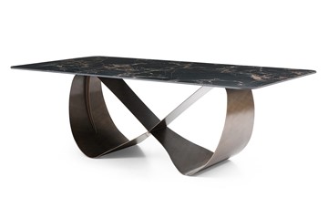 Кухонный обеденный стол DT9305FCI (240) черный керамика/бронзовый в Курске - предосмотр