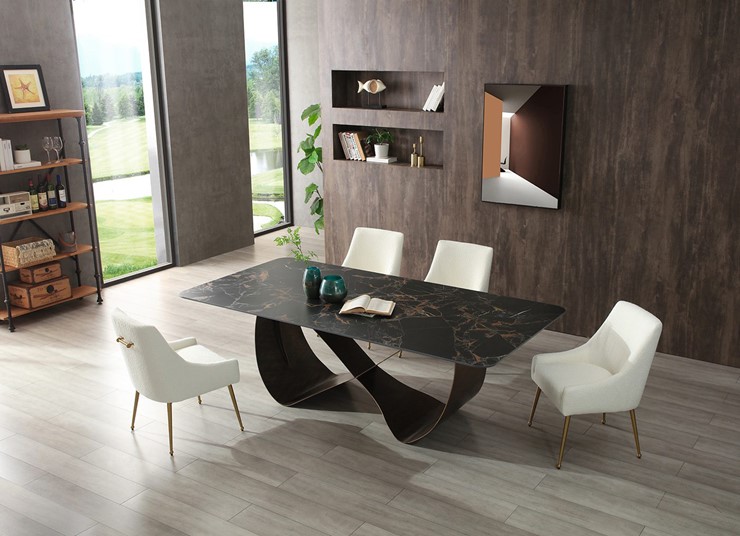 Кухонный обеденный стол DT9305FCI (240) черный керамика/бронзовый в Курске - изображение 6