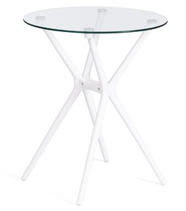 Стеклянный кухонный стол PARNAVAZ (mod. 29) пластик/стекло, 60х60х70,5 прозрачный/белый арт.19697 в Курске