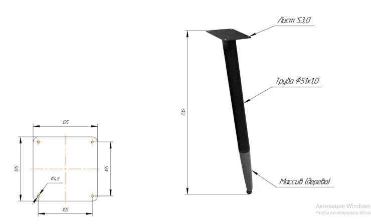 Стол кухонный SHT-TU12 (4 шт.)/ТT8 60/60 (черный/темный орех/прозрачный лак/коричневая сепия) в Курске - изображение 1