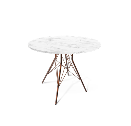 Стол на кухню SHT-TU2-1 / SHT-TT 90 ЛДСП (мрамор кристалл/медный металлик) в Курске - изображение