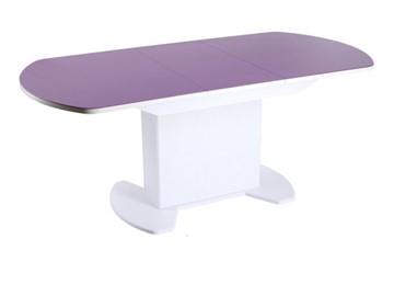 Кухонный раздвижной стол ПГ-02 тумба СТ2, белое, фиолетовое стекло, МДФ в Курске