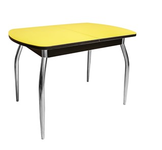 Кухонный стол ПГ-08 СТ2, венге/желтое стекло/35 хром гнутые металл в Курске