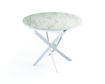 Обеденный стол 55.04 Адажио, мрамор белый/белый/металл белый в Курске