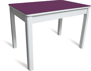 Кухонный раскладной стол Айсберг-07 СТ2, белое ЛДСП/фиолетовое стекло/40 массив белый в Курске
