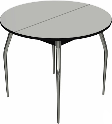 Кухонный раскладной стол Ривьера исп. круг хром №5 (стекло белое/черный) в Курске - изображение