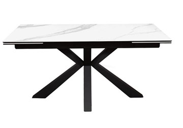 Стол на кухню раздвижной DikLine SFE160 Керамика Белый мрамор/подстолье черное/опоры черные (2 уп.) в Курске