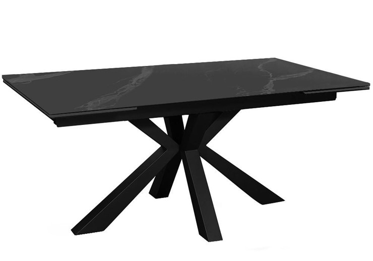 Стол на кухню раздвижной DikLine SFE160 Керамика Черный мрамор/подстолье черное/опоры черные (2 уп.) в Курске - изображение 1