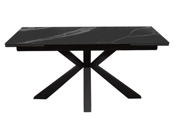 Керамический обеденный стол раздвижной DikLine SFE160 Керамика Черный мрамор/подстолье черное/опоры черные (2 уп.) в Курске