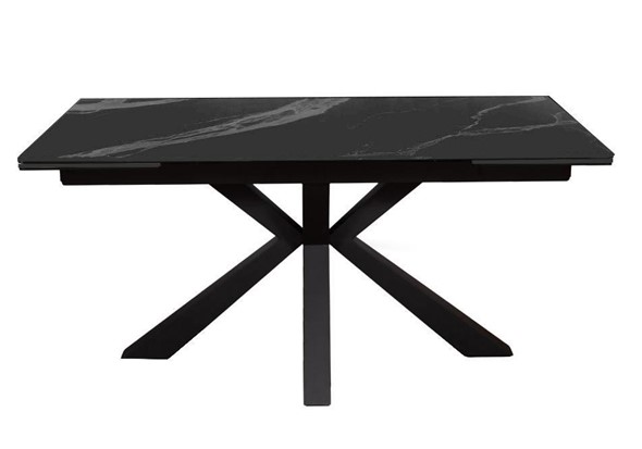 Стол на кухню раздвижной DikLine SFE160 Керамика Черный мрамор/подстолье черное/опоры черные (2 уп.) в Курске - изображение