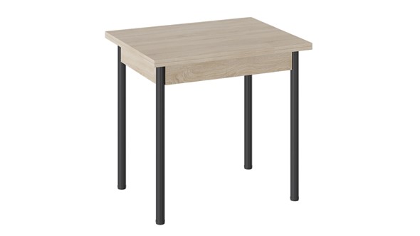 Кухонный раздвижной стол Родос тип 2 с опорой d40 (Черный муар/Дуб Сонома) в Курске - изображение
