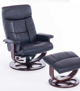 Кресло офисное J6011 для релаксации нат. кожа / дерево, черный в Курске