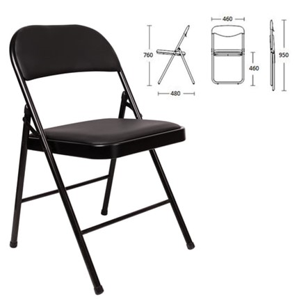 Офисный стул складной Brabix Golf Plus CF-003 Комфорт (черный каркас, кожзам черный) 531566 в Курске - изображение
