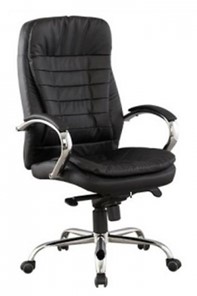 Кресло офисное J 9031-1 нат. кожа /хром, черный в Курске