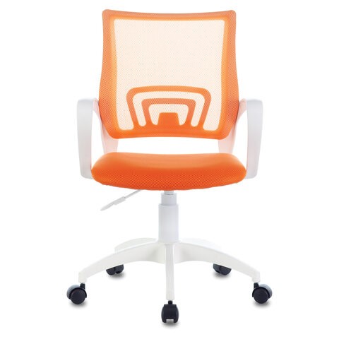 Кресло компьютерное Brabix Fly MG-396W (с подлокотниками, пластик белый, сетка, оранжевое) 532401 в Курске - изображение 1