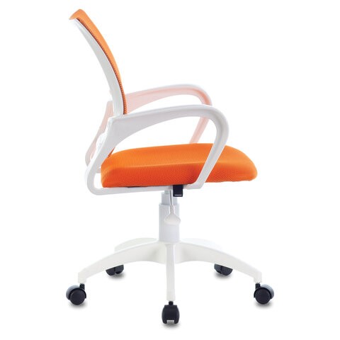 Кресло компьютерное Brabix Fly MG-396W (с подлокотниками, пластик белый, сетка, оранжевое) 532401 в Курске - изображение 2