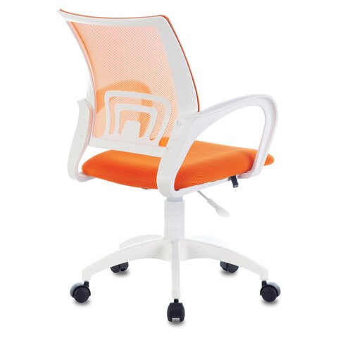 Кресло компьютерное Brabix Fly MG-396W (с подлокотниками, пластик белый, сетка, оранжевое) 532401 в Курске - изображение 3