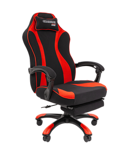 Кресло игровое CHAIRMAN GAME 35 с выдвижной подставкой для ног Ткань  черная / Ткань красная в Курске