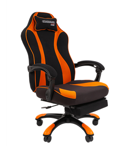 Кресло игровое CHAIRMAN GAME 35 с выдвижной подставкой для ног Ткань черная / Ткань оранжевая в Курске