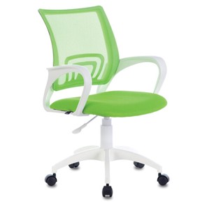 Офисное кресло Brabix Fly MG-396W (с подлокотниками, пластик белый, сетка, салатовое) 532403 в Курске