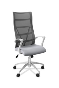 Офисное кресло для руководителя Топ X белый каркас, сетка/ткань TW / серая/ серая в Курске
