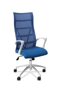 Кресло офисное Топ X белый каркас, сетка/ткань TW / синяя/голубая в Курске