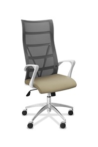 Кресло офисное Топ X белый каркас, сетка/ткань TW / серая/светло-серая в Курске