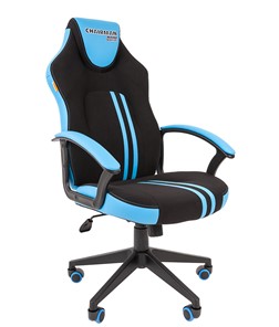 Кресло игровое CHAIRMAN GAME 26  Экокожа - Ткань стандарт. Черный/голубой в Курске
