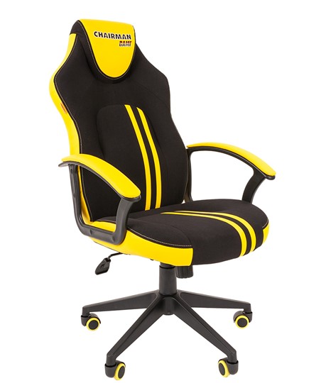 Кресло игровое CHAIRMAN GAME 26  Экокожа - Ткань стандарт. Черный/желтый в Курске - изображение 1