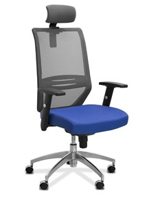 Офисное кресло Aero с подголовником, сетка/ткань TW / черная/ синяя в Курске