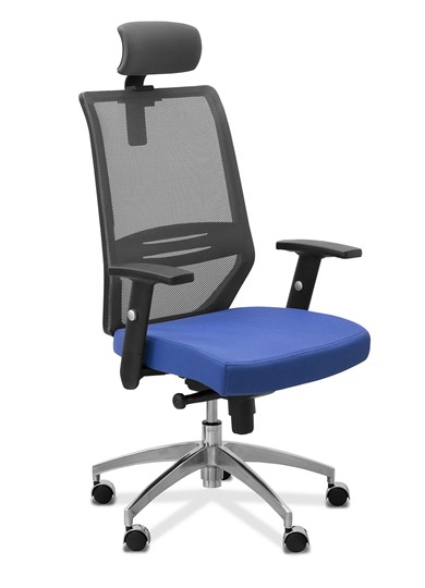 Офисное кресло Aero с подголовником, сетка/ткань TW / черная/ синяя в Курске - изображение 9